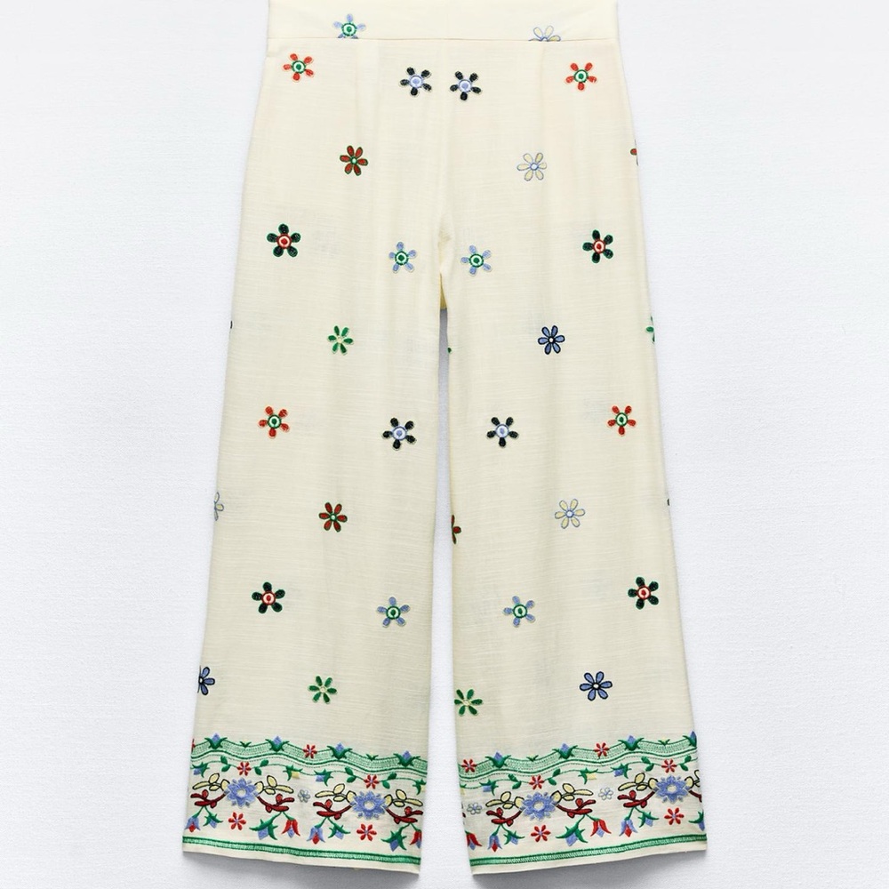Size Small | Zara | Floral Embroidered Culottes - Picture 7 of 15